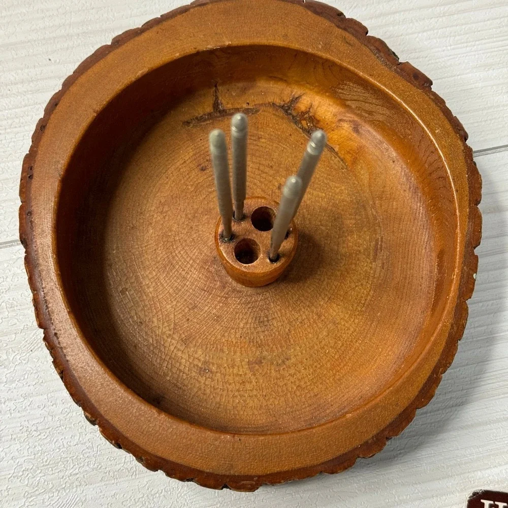 Vintage Wood Nut Bowl &‎ Cracker Set, Rustic Nutcracker Bowl Kitchen Barware